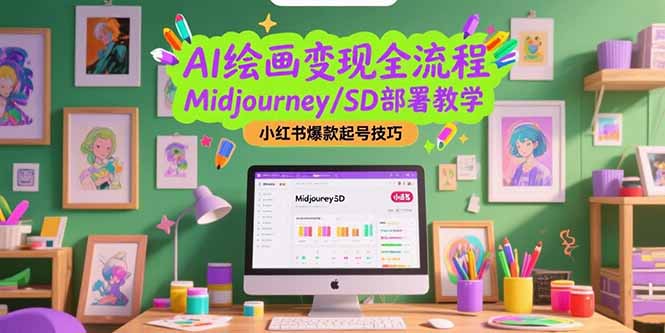 AI绘画变现全流程，Midjourney/SD部署教学，小红书爆款起号技巧-乐码云集