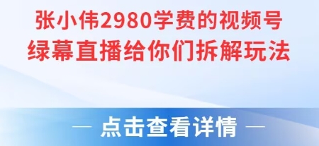 张小伟2980付费额视频号绿幕直播给你们拆解玩法-乐码云集