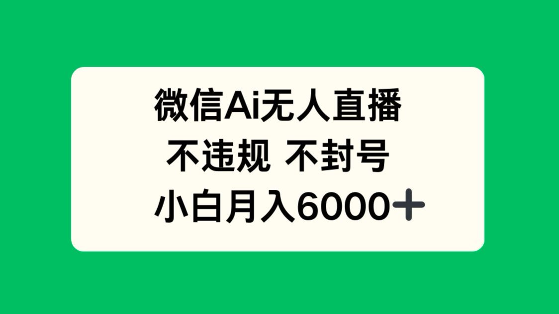 微信AI无人直播，不违规 不封号 ，小白月入6000+-乐码云集