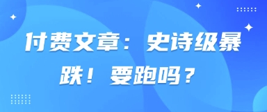 付费文章：史诗级暴跌！要跑吗？-乐码云集