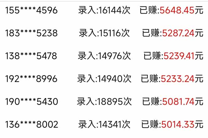信息录入，几秒一单，只需一部手机，小白轻松上手，日入500＋-乐码云集