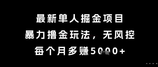 最新单人掘金项目，暴力撸金玩法，无风控，每个月多挣5k+【揭秘】-乐码云集