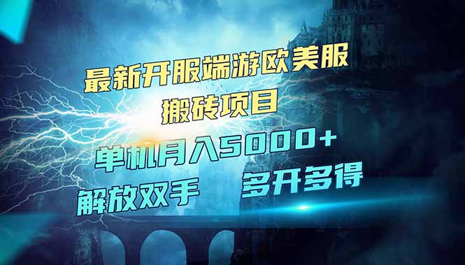 全网热门游戏欧美服端游搬砖，最新开服，项目红利期，单机月入5000+-乐码云集
