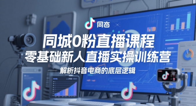 同城0粉直播课程，零基础新人直播实操训练营，解析抖音电商的底层逻辑-乐码云集