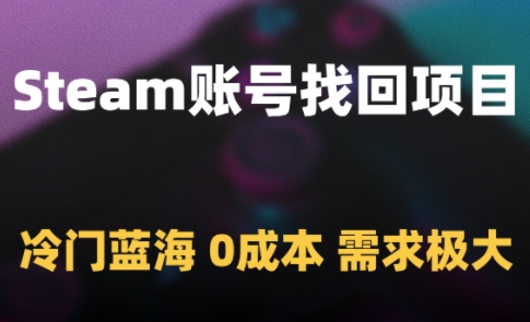 Steam账号找回项目，冷门蓝海，0成本，需求极大-乐码云集