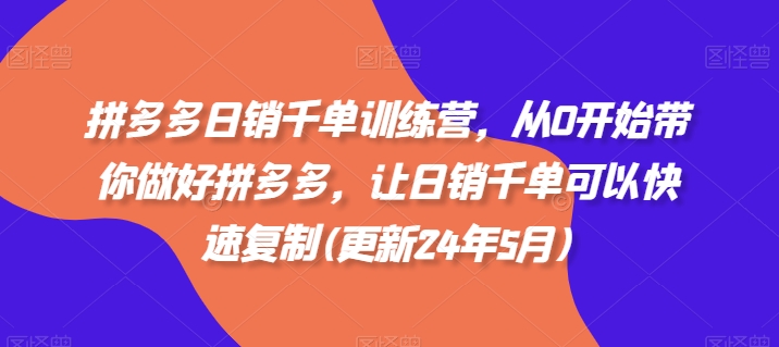 拼多多日销千单训练营，从0开始带你做好拼多多，让日销千单可以快速复制(更新25年2月)-乐码云集