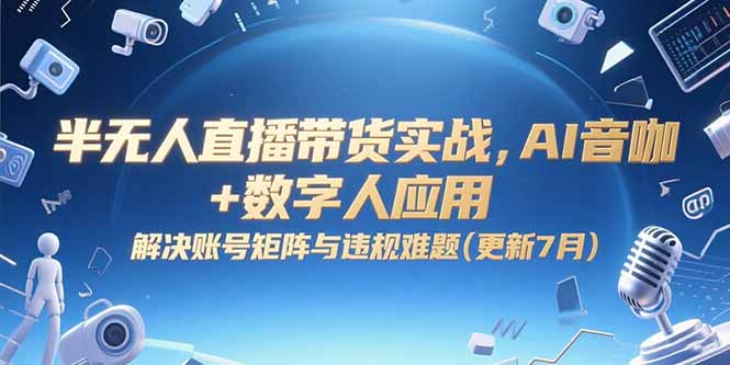 半无人直播带货实战，AI音咖+数字人应用 解决账号矩阵与违规难题(更新7月-乐码云集
