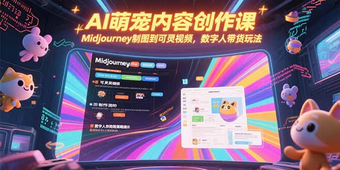 AI萌宠内容创作课，Midjourney制图到可灵视频，数字人带货玩法-乐码云集