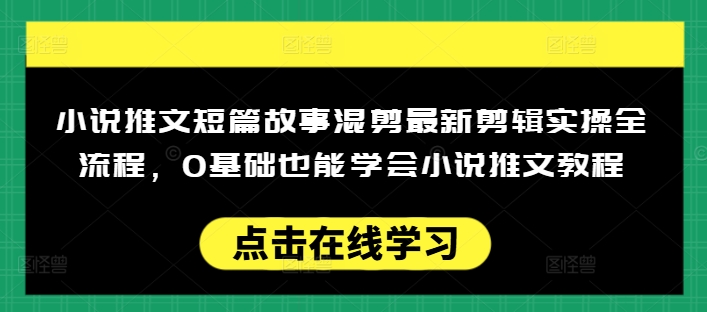 小说推文短篇故事混剪最新剪辑实操全流程，0基础也能学会小说推文教程，肯干多发日入多张-乐码云集