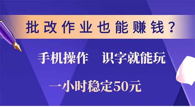 批改作业也能赚钱？0门槛手机项目，识字就能玩！一小时50元！-乐码云集