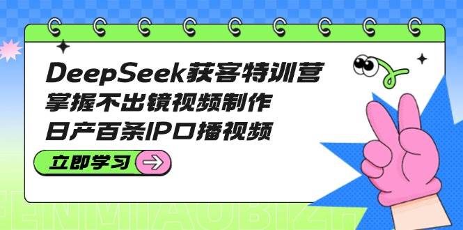 DeepSeek获客特训营:掌握不出镜视频制作,日产百条IP口播视频-乐码云集