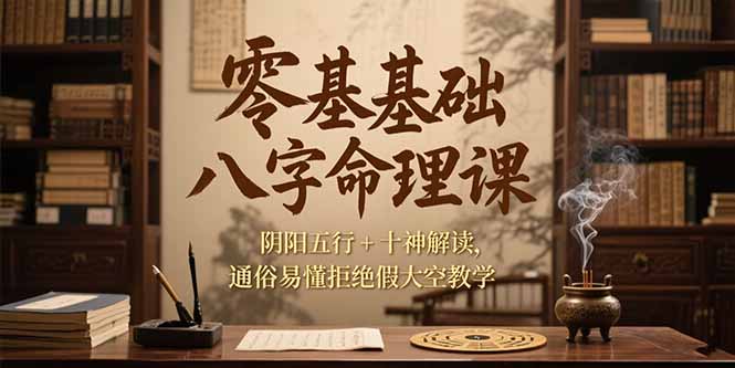 零基础八字命理课，阴阳五行+十神解读，通俗易懂拒绝假大空教学-乐码云集