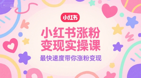小红书涨粉变现实操课，最快速度带你涨粉变现-乐码云集
