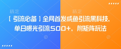 【引流必备】全网首发咸鱼引流黑科技，单日曝光引流500+，附矩阵玩法【揭秘】-乐码云集