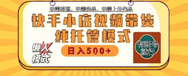 快手小店托管代运营，无需剪辑，无需选品，无需上传作品，全程无需操作，轻松月入5k+【揭秘】-乐码云集