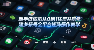 新手低成本从0到1注册并搭建多账号全平台矩阵操作教学，手机号-邮箱-IP-工具-乐码云集