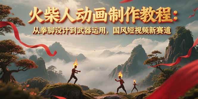 图片[1]-火柴人动画制作教程：从拳脚设计到武器运用，国风短视频新赛道-乐码云集