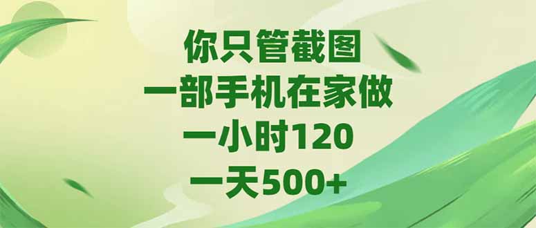 你只管截图，一部手机在家做，一小时120，-天500+-乐码云集