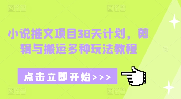 小说推文项目38天计划，剪辑与搬运多种玩法教程-乐码云集