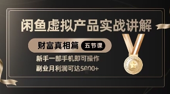 精品！闲鱼虚拟产品实战讲解，新手一部手机即可操作，副业月利润可达5k+-乐码云集