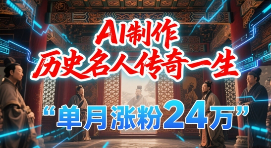 暴力起号！用AI制作历史名人传奇一生，单月涨粉24W，涨粉+变现赛道黑马来了-乐码云集