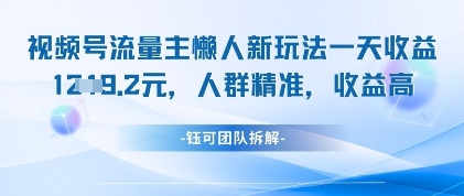 视频号流量主懒人新玩法，一天收益1k，人群精准收益高-乐码云集