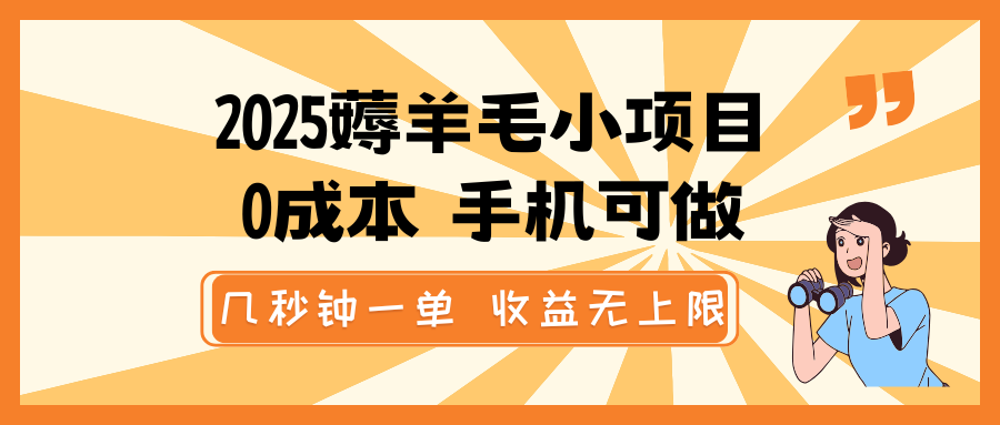 2025薅羊毛小项目，0成本 手机可做，几秒钟一单，收益无上限-乐码云集