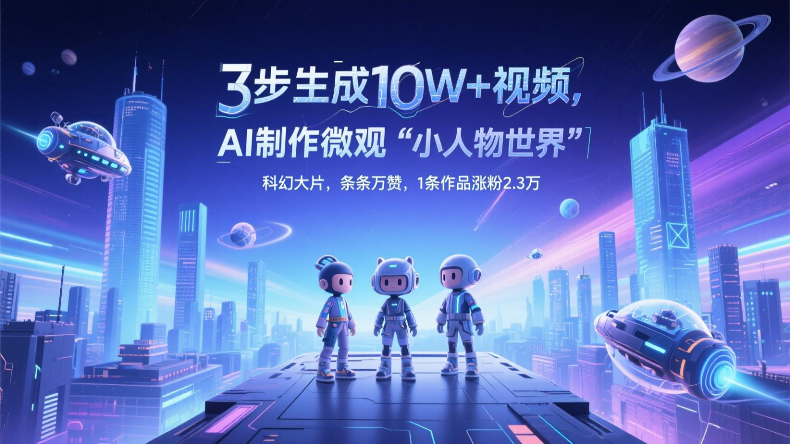 三步生成10W+视频，AI制作微观“小人物世界”科幻大片，条条万赞，1条作品涨粉2.3万-乐码云集