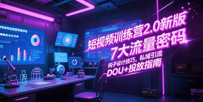 短视频训练营2.0新版，7大流量密码/钩子设计技巧/私域引流/DOU+投放指南-乐码云集
