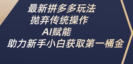 最新拼多多玩法，抛弃传统操作，AI赋能，助力新手小白获取第一桶金-乐码云集