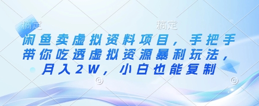 闲鱼卖虚拟资料项目，手把手带你吃透虚拟资源暴利玩法，月入2W，小白也能复制-乐码云集