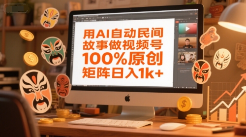用AI自动民间故事做视频号，100%原创，矩阵日入1k+-乐码云集