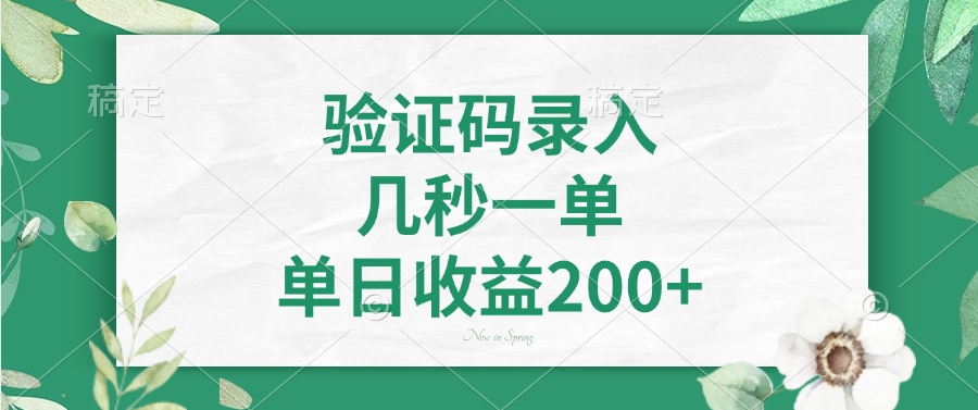验证码录入，几秒一单，单日收益200+-乐码云集