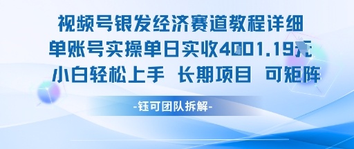 视频号银发经济赛道单账号实操单日实收1k+，小白轻松上手长期项目-乐码云集