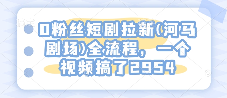 0粉丝短剧拉新(河马剧场)全流程，一个视频搞了2954-乐码云集