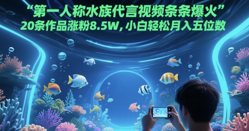 第一人称水族代言视频条条爆火，20条作品涨粉8.5W，小白轻松月入五位数-乐码云集