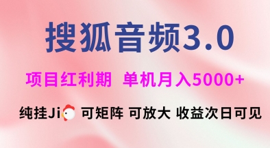搜狐音频挂ji3.0.可矩阵可放大，独家技术，稳定月入5000+【揭秘】-乐码云集