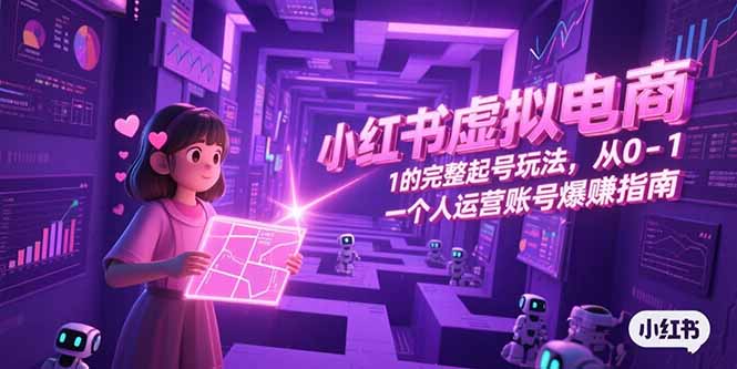 小红书虚拟电商，从0-1的完整起号玩法，一个人运营账号爆赚指南-乐码云集
