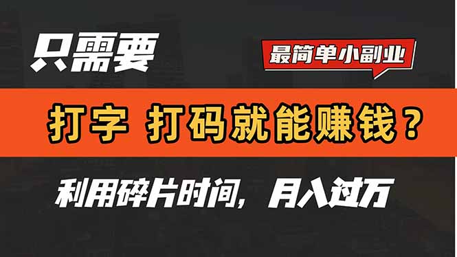 只需要打字，打码，就能赚钱？简单的赚钱小副业，利用碎片时间，月入过万-乐码云集