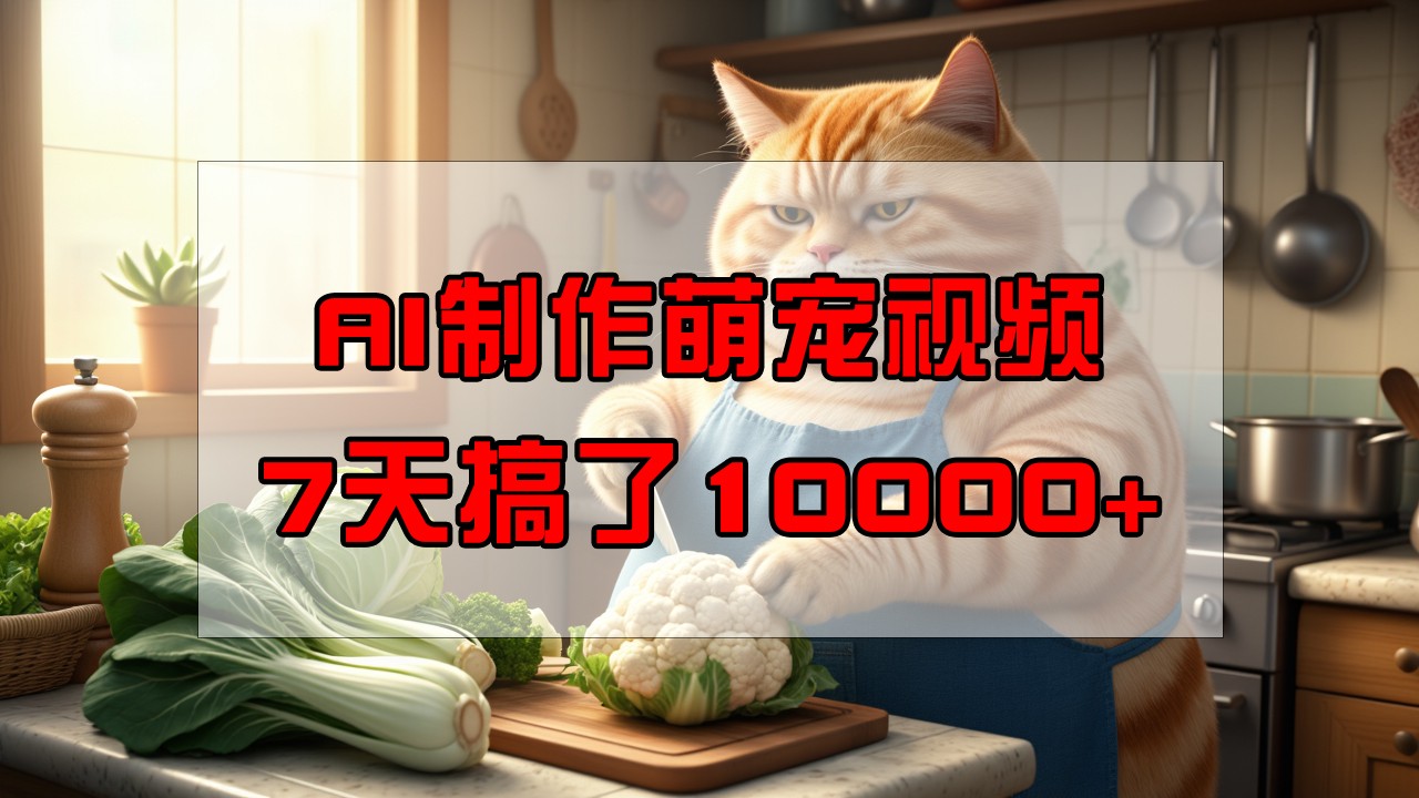 靠AI制作萌宠视频，7天搞了1万+，操作简单门槛低，有手机就行-乐码云集