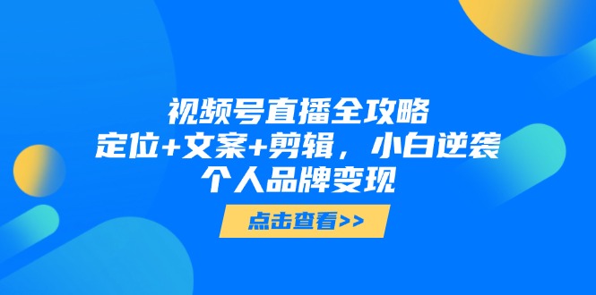 视频号直播全攻略，定位+文案+剪辑，小白逆袭个人品牌变现-乐码云集