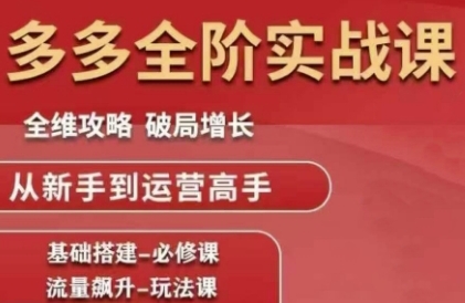 拼多多全阶实战课程，全维攻略，破局增长，从新手到运营高手-乐码云集