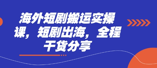 海外短剧搬运实操课，短剧出海，全程干货分享-乐码云集