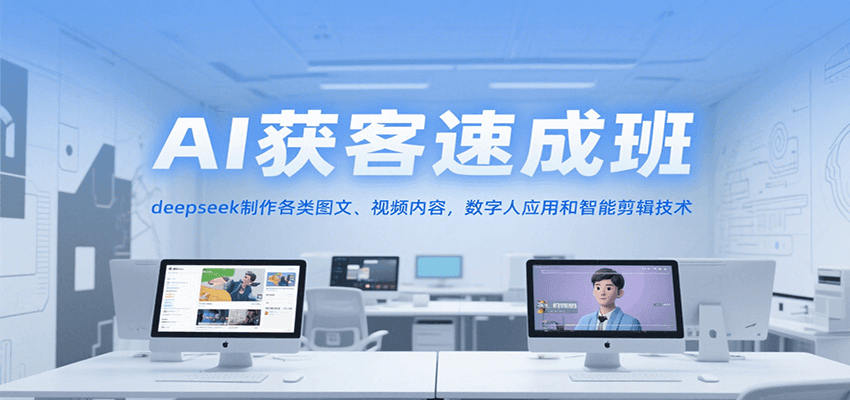 AI获客速成班,deepseek制作各类图文、视频内容,数字人应用和智能剪辑技术-乐码云集