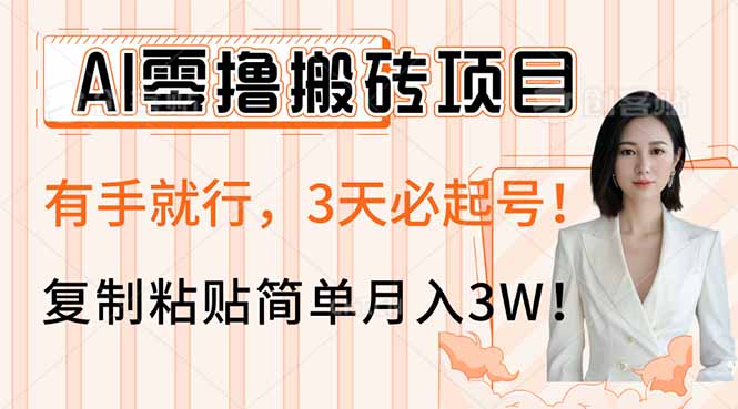AI零撸搬砖项目玩法，有手就行，3天必起号，复制粘贴简单月入3W！-乐码云集