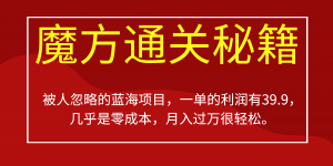 被人忽略的蓝海项目，魔方通关秘籍一单利润有39.9，几乎是零成本，月….-乐码云集