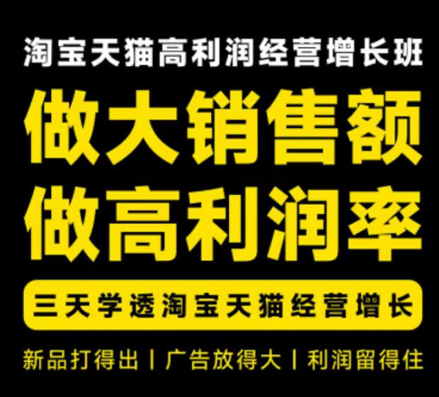 天猫淘宝高利润经营增长班杭州线下课31期8月22-24日，做大销售额做高利润率，三天学透淘宝天猫经营增长-乐码云集