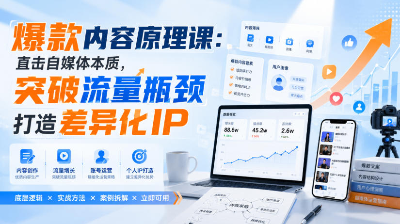 爆款内容原理课：直击自媒体本质，突破流量瓶颈打造差异化IP-乐码云集