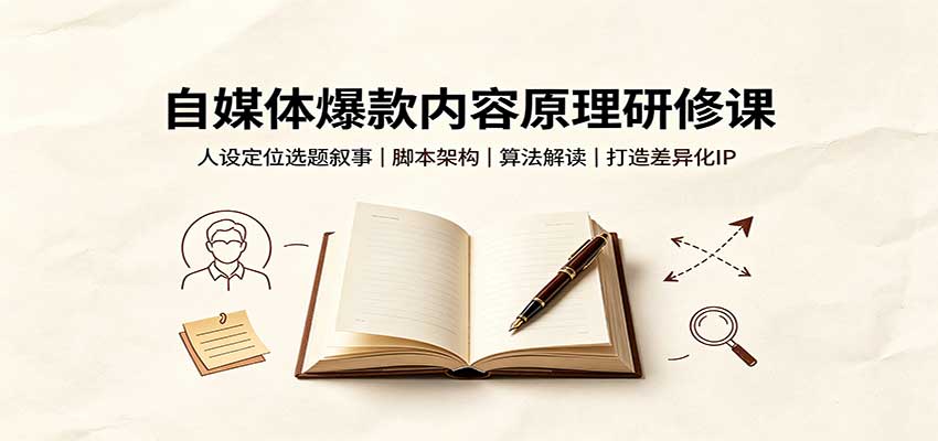 自媒体爆款内容原理研修课：人设定位选题叙事，脚本架构，算法解读打造差异化IP-乐码云集