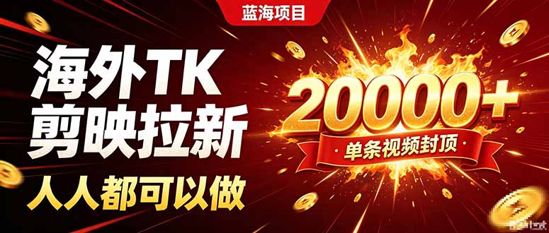 海外TK拉新新玩法，剪映就能做，不用经验不用粉丝，单条视频收益上限20000+-乐码云集